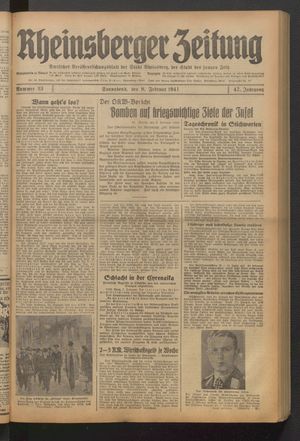 Rheinsberger Zeitung vom 08.02.1941