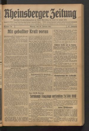 Rheinsberger Zeitung vom 10.02.1941