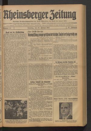 Rheinsberger Zeitung vom 18.02.1941
