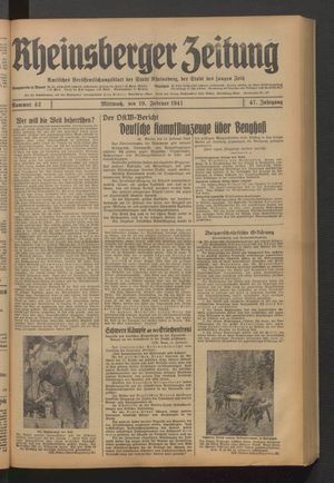 Rheinsberger Zeitung vom 19.02.1941