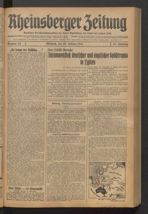 Rheinsberger Zeitung vom 26.02.1941