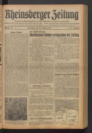 Rheinsberger Zeitung vom 27.02.1941