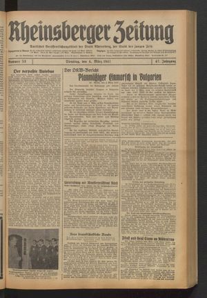 Rheinsberger Zeitung vom 04.03.1941