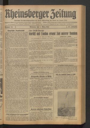 Rheinsberger Zeitung vom 05.03.1941