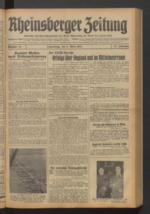 Rheinsberger Zeitung vom 06.03.1941