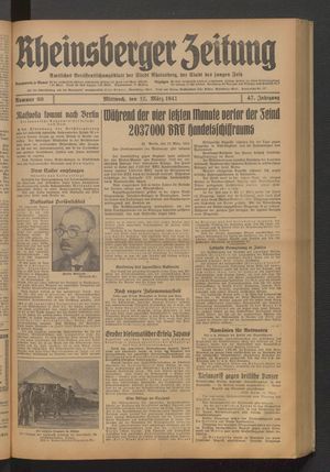Rheinsberger Zeitung vom 12.03.1941