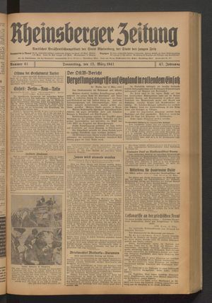 Rheinsberger Zeitung vom 13.03.1941