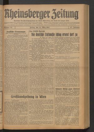 Rheinsberger Zeitung vom 14.03.1941