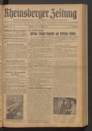 Rheinsberger Zeitung vom 21.03.1941