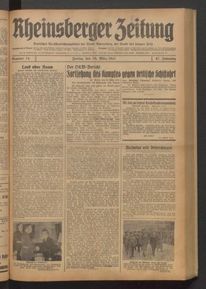 Rheinsberger Zeitung vom 28.03.1941