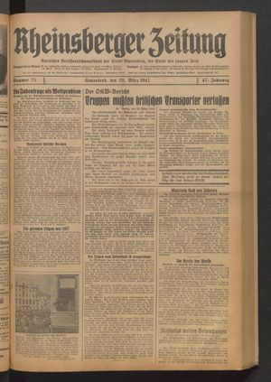 Rheinsberger Zeitung vom 29.03.1941