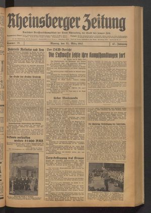 Rheinsberger Zeitung vom 31.03.1941