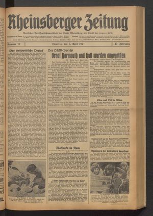 Rheinsberger Zeitung vom 01.04.1941
