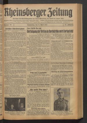 Rheinsberger Zeitung vom 03.04.1941