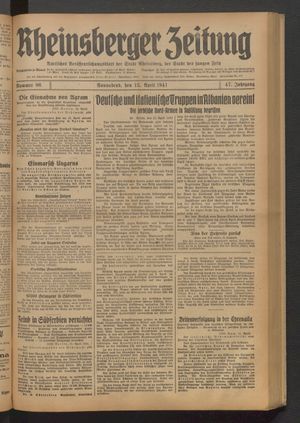 Rheinsberger Zeitung vom 12.04.1941
