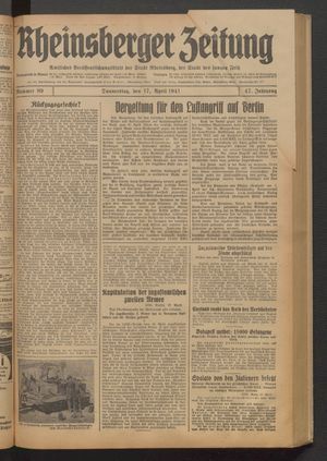 Rheinsberger Zeitung vom 17.04.1941