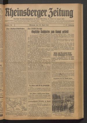 Rheinsberger Zeitung vom 23.04.1941