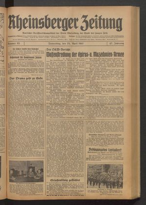 Rheinsberger Zeitung vom 24.04.1941