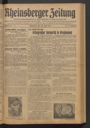 Rheinsberger Zeitung vom 26.04.1941