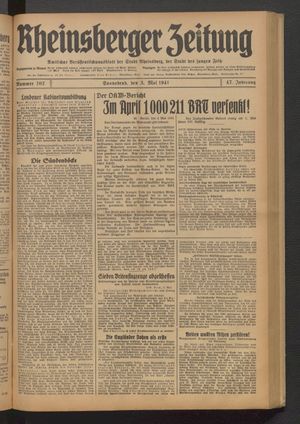 Rheinsberger Zeitung vom 03.05.1941