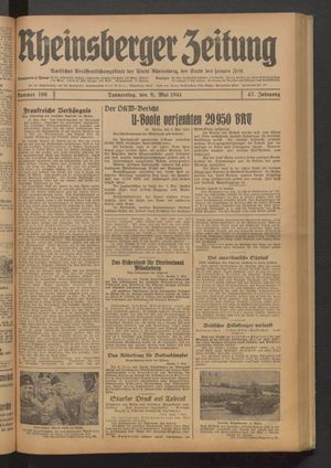 Rheinsberger Zeitung vom 08.05.1941