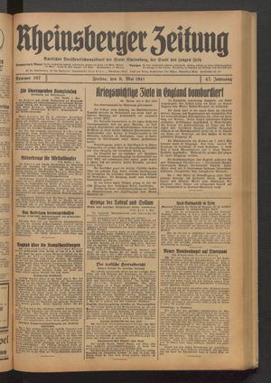 Rheinsberger Zeitung vom 09.05.1941