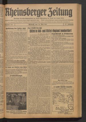 Rheinsberger Zeitung vom 14.05.1941