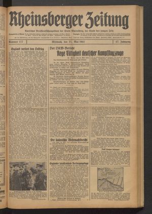 Rheinsberger Zeitung vom 21.05.1941