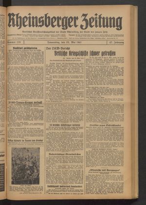 Rheinsberger Zeitung vom 22.05.1941