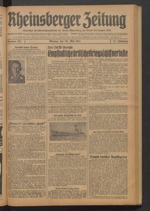 Rheinsberger Zeitung vom 26.05.1941