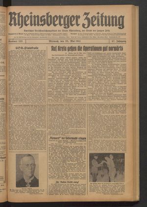 Rheinsberger Zeitung vom 28.05.1941