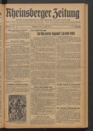 Rheinsberger Zeitung vom 03.06.1941