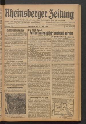 Rheinsberger Zeitung vom 07.06.1941