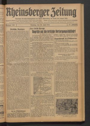 Rheinsberger Zeitung vom 10.06.1941