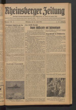 Rheinsberger Zeitung vom 11.06.1941