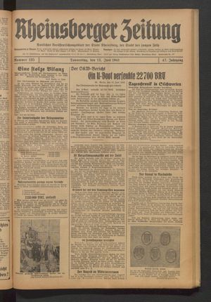 Rheinsberger Zeitung vom 12.06.1941