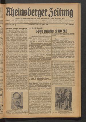 Rheinsberger Zeitung vom 21.06.1941