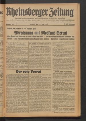 Rheinsberger Zeitung vom 23.06.1941