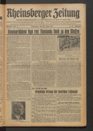 Rheinsberger Zeitung vom 28.06.1941