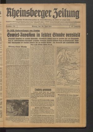 Rheinsberger Zeitung vom 30.06.1941