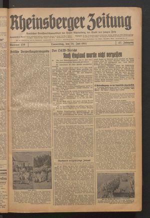Rheinsberger Zeitung vom 10.07.1941