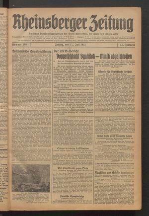 Rheinsberger Zeitung vom 11.07.1941