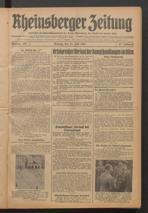 Rheinsberger Zeitung vom 21.07.1941