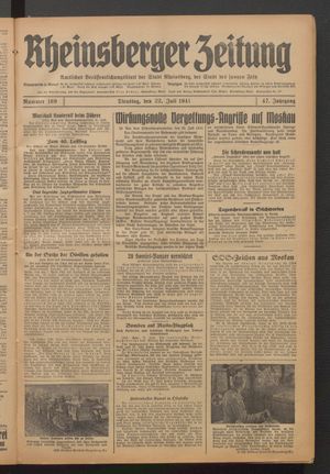 Rheinsberger Zeitung vom 22.07.1941