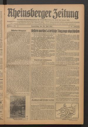 Rheinsberger Zeitung vom 24.07.1941