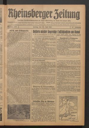 Rheinsberger Zeitung vom 25.07.1941