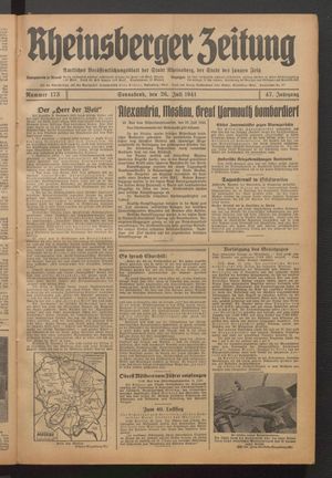 Rheinsberger Zeitung vom 26.07.1941