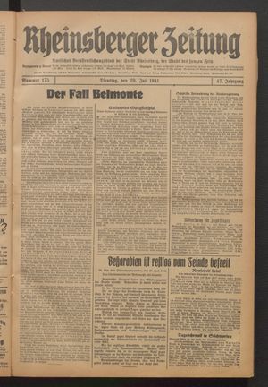 Rheinsberger Zeitung vom 29.07.1941