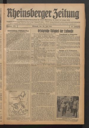 Rheinsberger Zeitung vom 30.07.1941