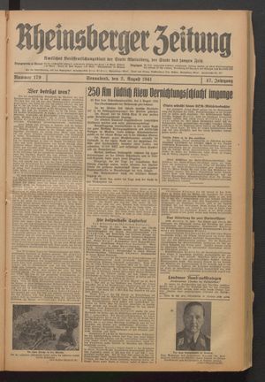 Rheinsberger Zeitung vom 02.08.1941